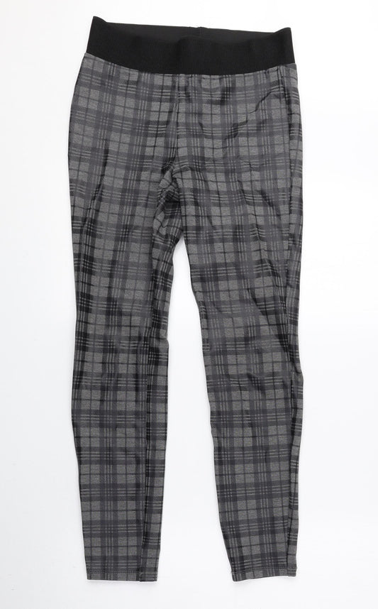 George Womens Grey Check Viscose Jegging Leggings Size 8 L25 in