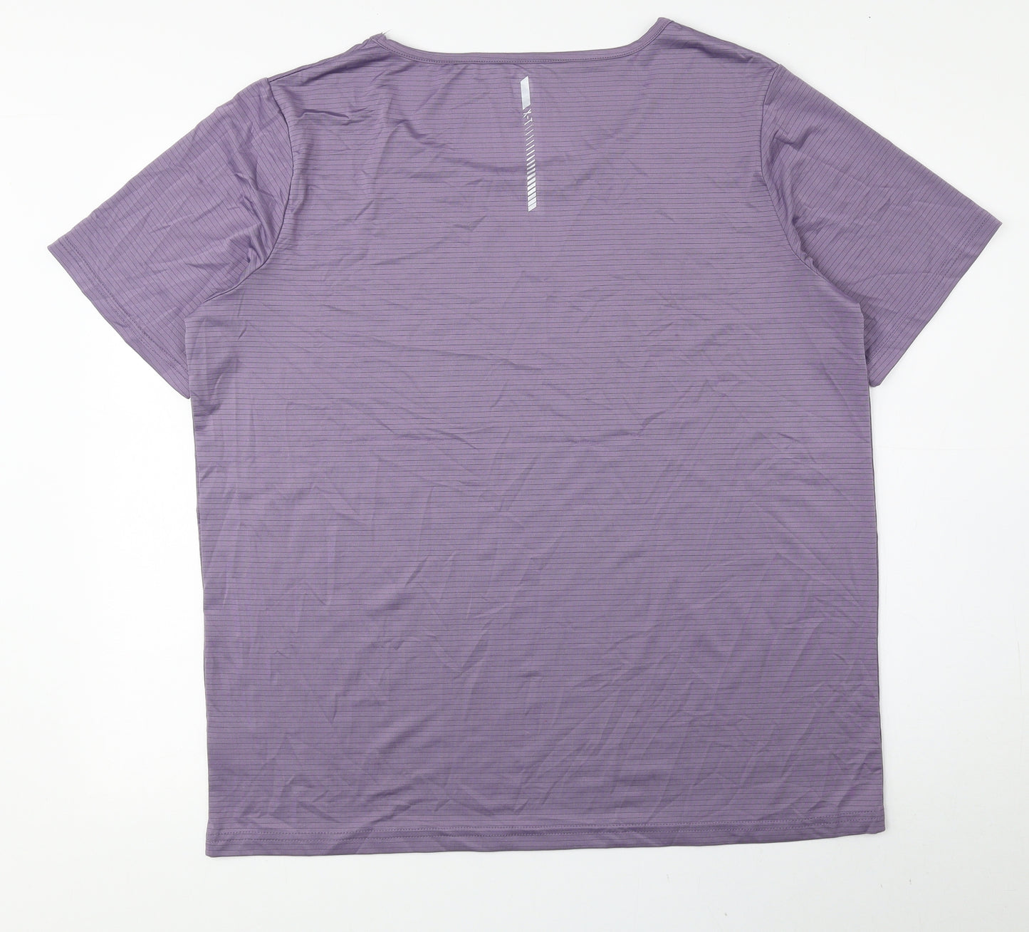 XT Womens Purple Polyester Basic T-Shirt Size 14 Round Neck Pullover