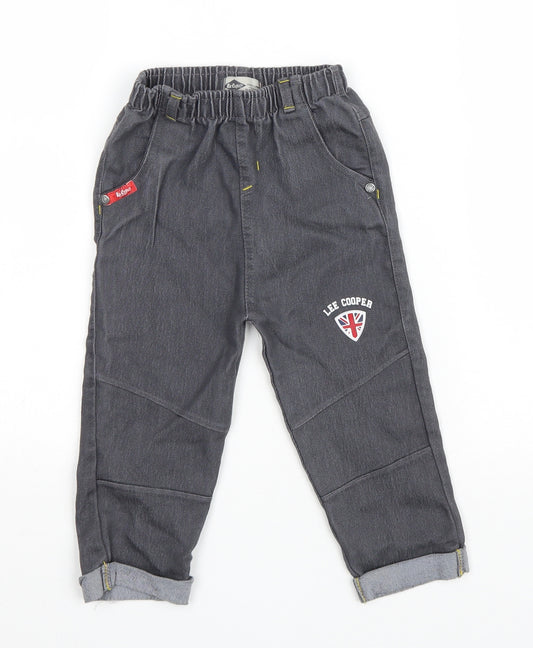 Lee Cooper Boys Green Cotton Jogger Trousers Size 2 Years Regular