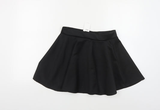 Pretty Fashion Womens Black Polyester Skater Skirt Size 8 Regular