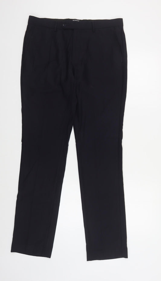 Cedar Wood State Mens Blue Polyester Dress Pants Trousers Size 34 in L34 in Regular Button