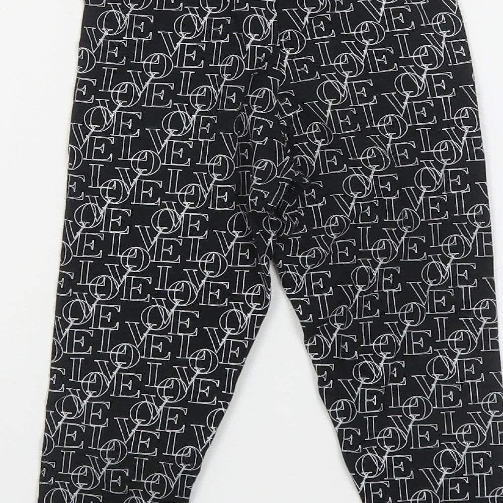 Matalan Girls Black Geometric Cotton Jogger Trousers Size 4 Years Regular Pullover - Leggings