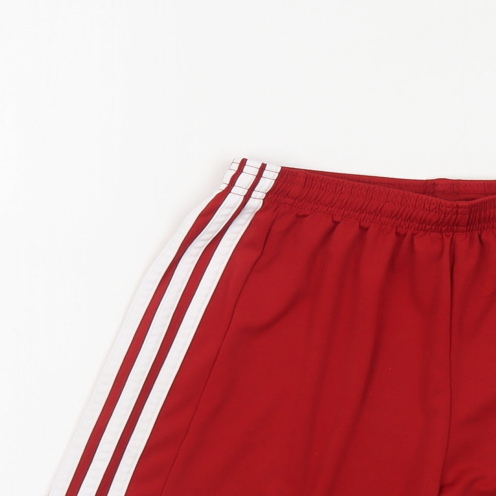 adidas Boys Red Polyester Sweat Shorts Size 13 Years Regular Drawstring - Crewe UTD