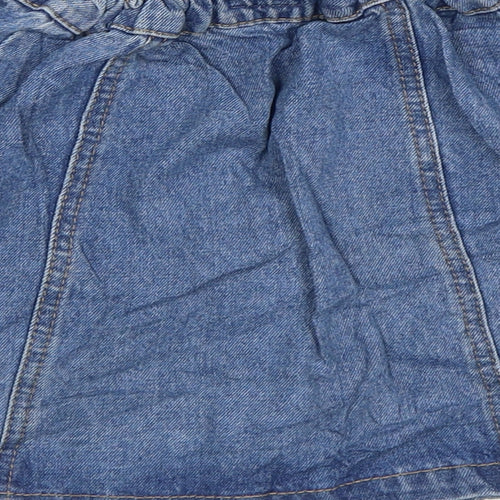 F&F Girls Blue Cotton Mini Skirt Size 8-9 Years Regular Button