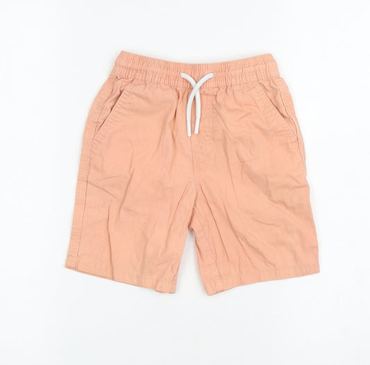 Primark Boys Orange Cotton Cargo Shorts Size 6-7 Years Regular Drawstring