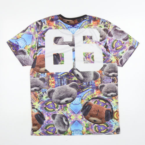 Dirty Smart Mens Multicoloured Geometric Polyester T-Shirt Size M Round Neck - Teddy Bears, 66