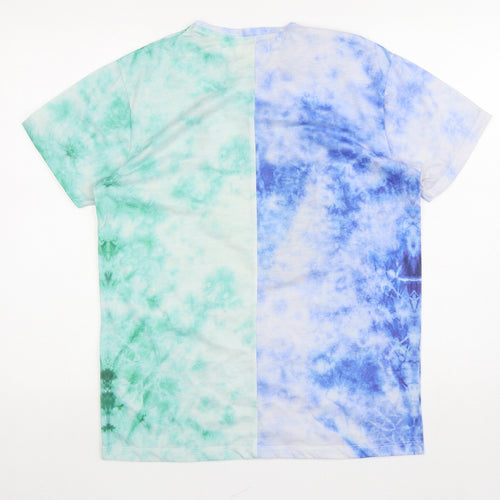 Cedar Wood State Mens Multicoloured Colourblock Polyester T-Shirt Size M Round Neck - Tie Dye, University