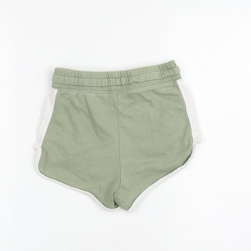 H&M Girls Green Cotton Sweat Shorts Size 8-9 Years L3 in Regular Drawstring