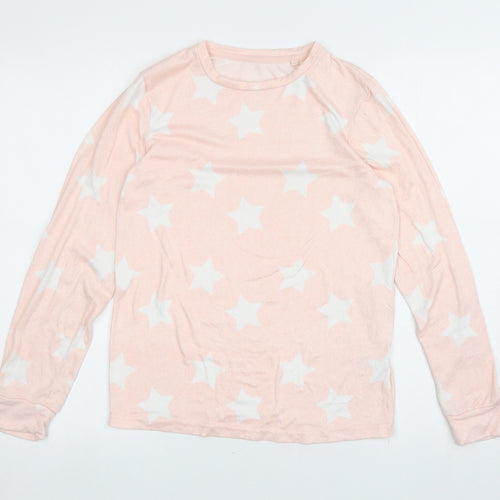 Jeff & Co Girls Pink Round Neck Geometric Polyester Pullover Jumper Size 12-13 Years Pullover - Stars