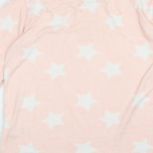 Jeff & Co Girls Pink Round Neck Geometric Polyester Pullover Jumper Size 12-13 Years Pullover - Stars