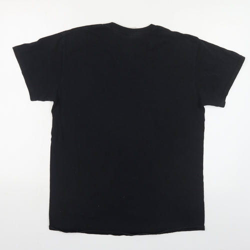 Gildan Mens Black Cotton T-Shirt Size M Crew Neck - Oblivion