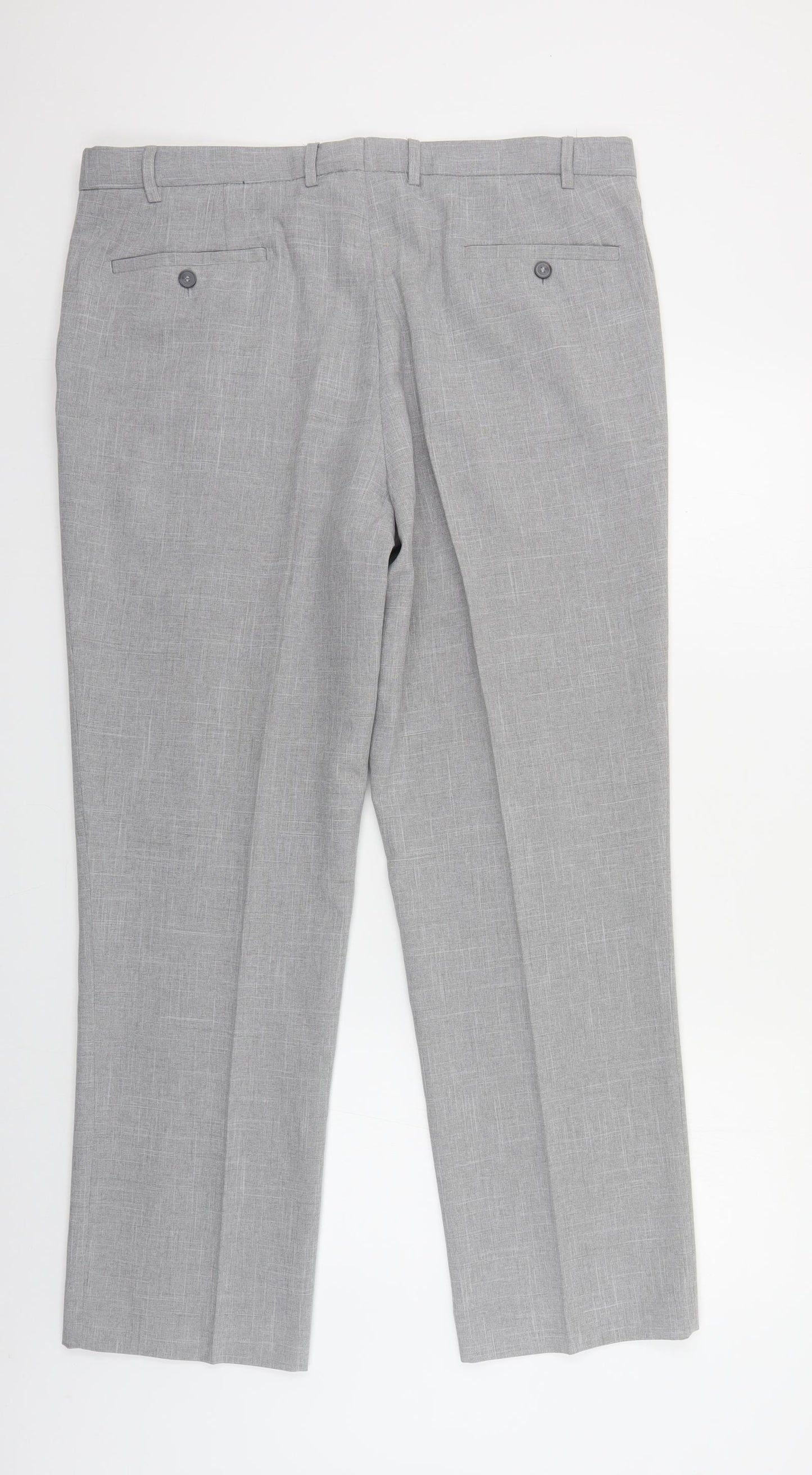 Matalan Mens Grey Polyester Dress Pants Trousers Size 38 in L31 in Regular Button