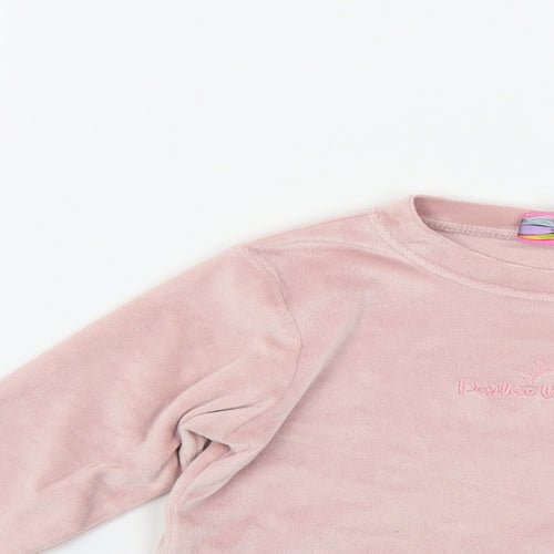 Hullabaloo Girls Pink Polyester Pullover Sweatshirt Size 4-5 Years Pullover - Positive Vibes