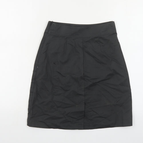 Marks and Spencer Girls Black Cotton A-Line Skirt Size 10-11 Years Regular Zip - Schoolwear