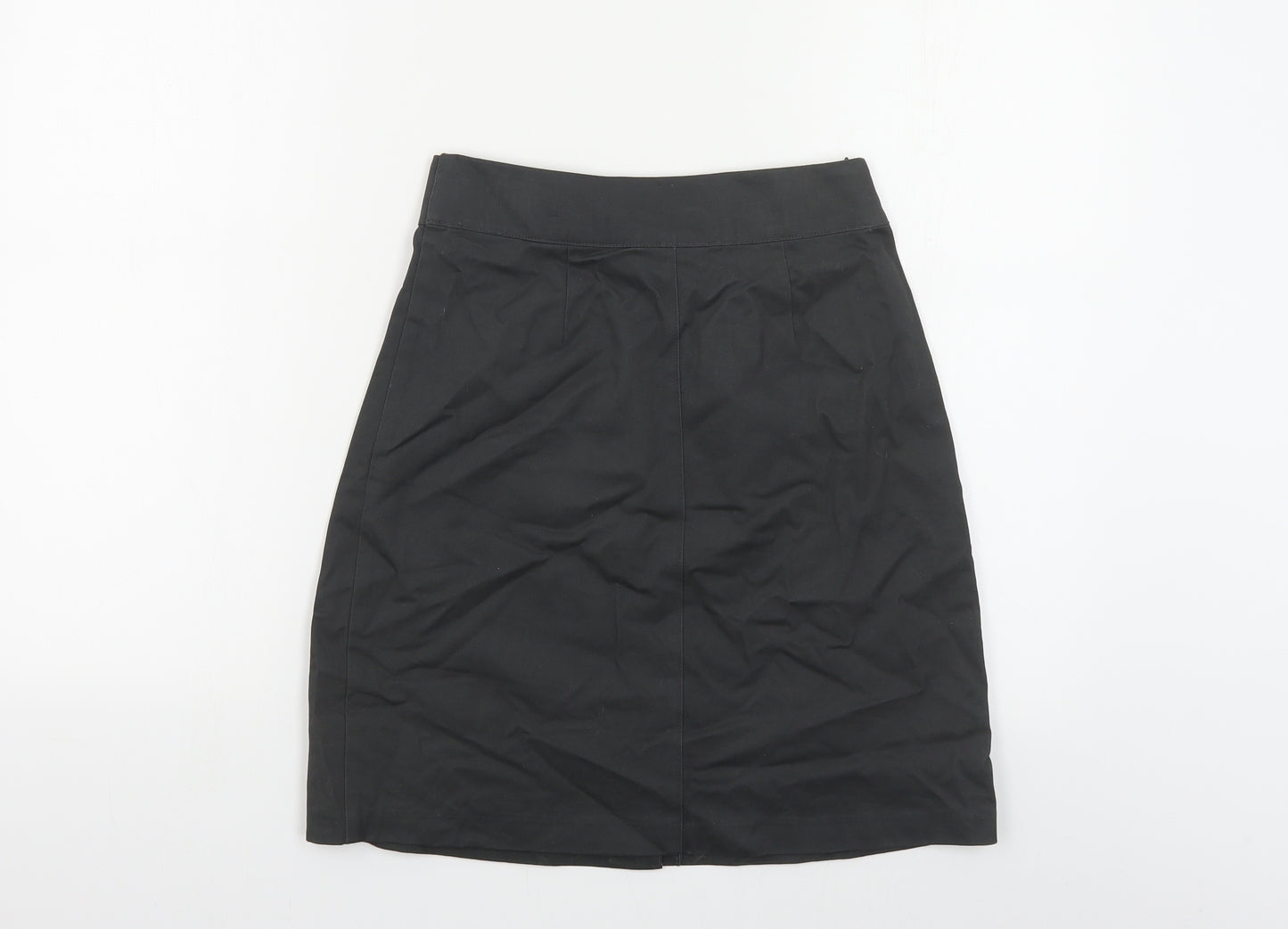 Marks and Spencer Girls Black Cotton A-Line Skirt Size 10-11 Years Regular Zip - Schoolwear