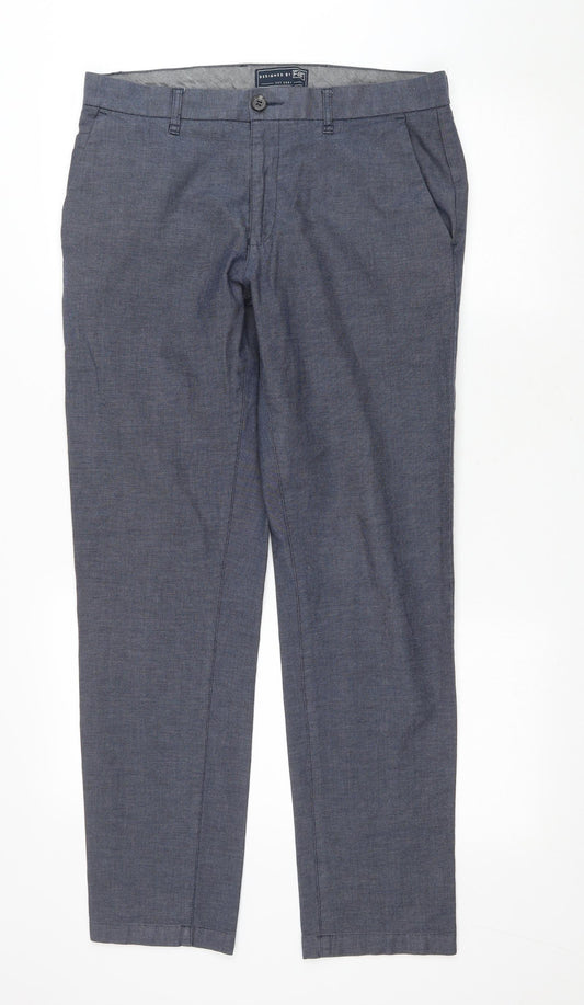 F&F Mens Grey Cotton Trousers Size 34 in L29 in Regular Zip