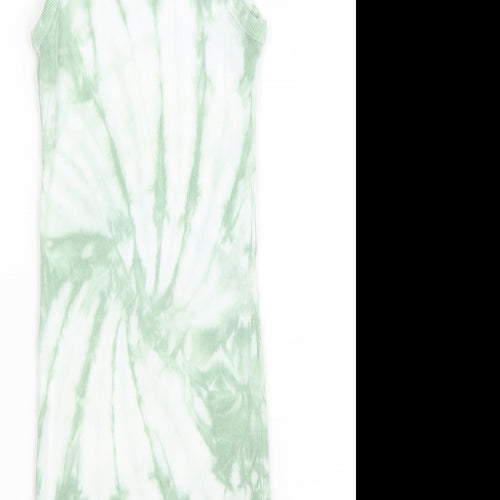 New Look Girls Green Tie Dye Cotton Tank Dress Size 9 Years Scoop Neck Pullover - Tie Dye