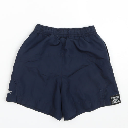 ASICS Boys Blue Polyester Sweat Shorts Size 2-3 Years Regular Drawstring - Swim Shorts