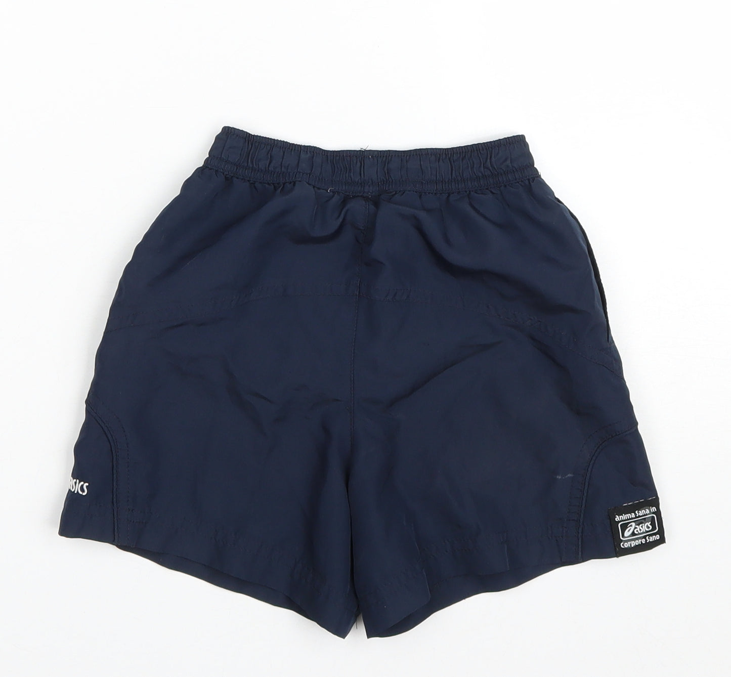 ASICS Boys Blue Polyester Sweat Shorts Size 2-3 Years Regular Drawstring - Swim Shorts