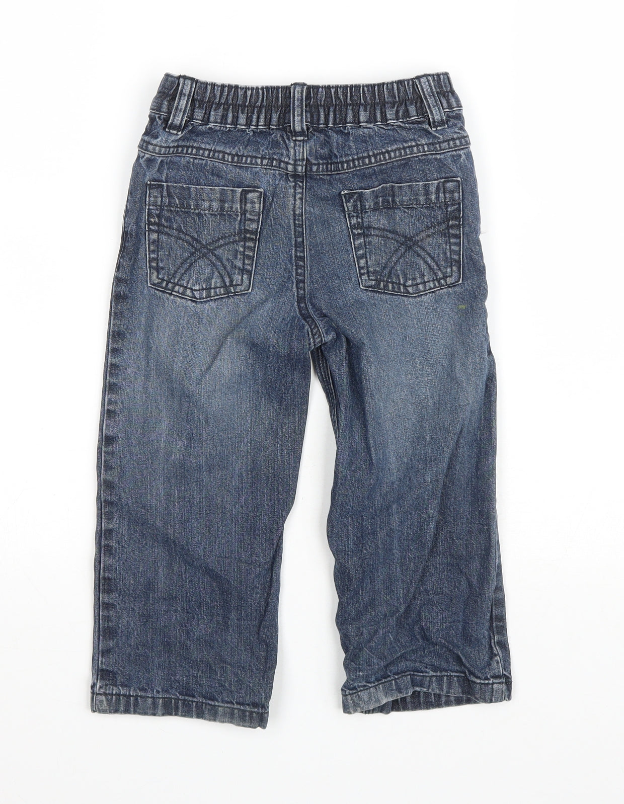 F&F Boys Blue Cotton Straight Jeans Size 3-4 Years Regular Button