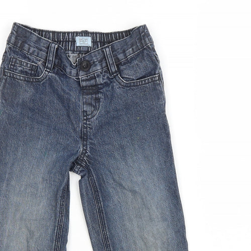 F&F Boys Blue Cotton Straight Jeans Size 3-4 Years Regular Button