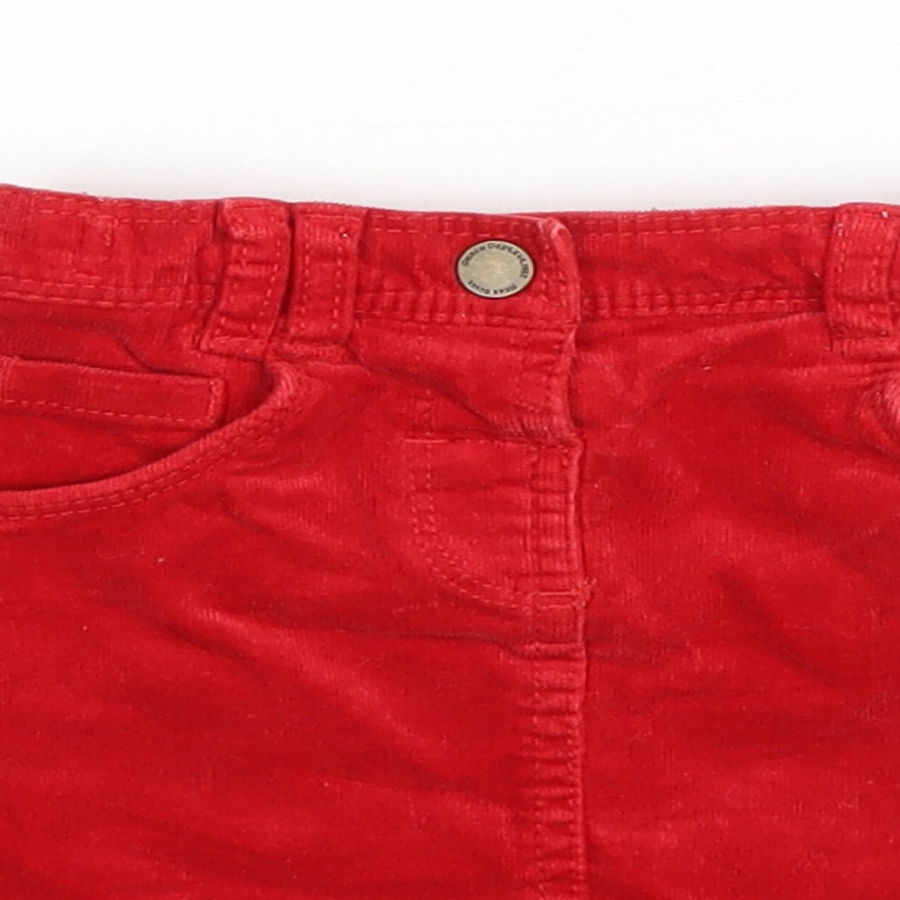 TU Girls Red Cotton A-Line Skirt Size 12-18 Months Button