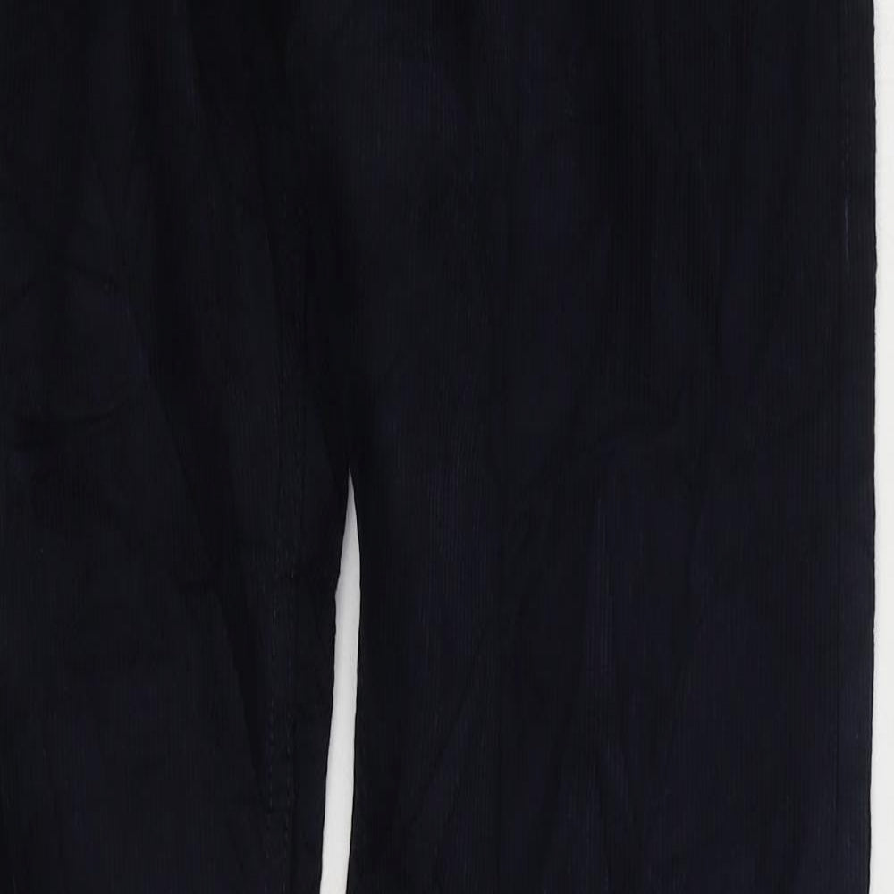 Marks and Spencer Mens Blue Cotton Trousers Size 30 in L33 in Regular Snap