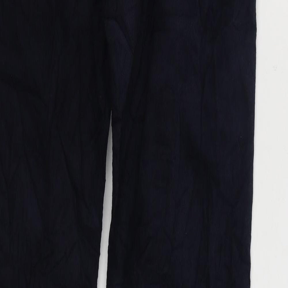 Marks and Spencer Mens Blue Cotton Trousers Size 30 in L33 in Regular Snap