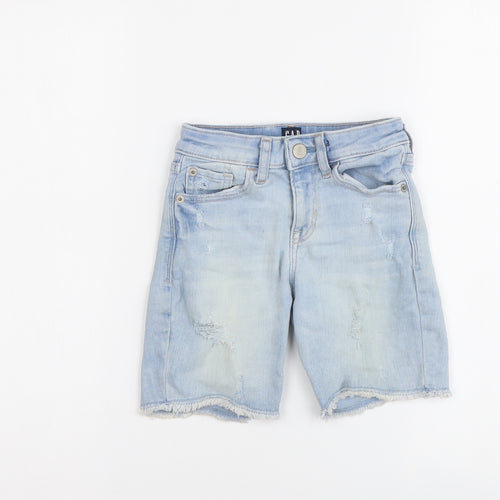 Gap Boys Blue Geometric Cotton Bermuda Shorts Size 4-5 Years Regular Zip