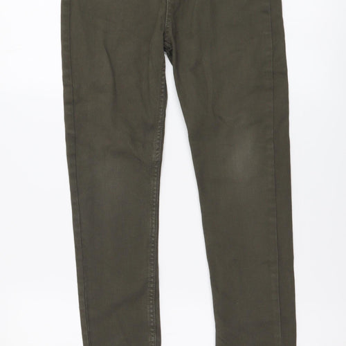 Denim & Co. Girls Green Cotton Skinny Jeans Size 10-11 Years Regular Button