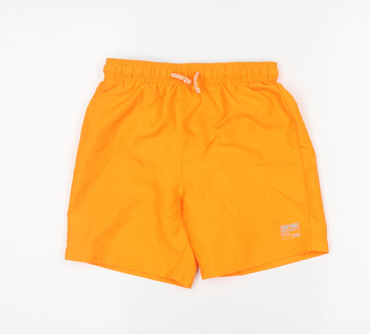 F&F Boys Orange Polyester Sweat Shorts Size 8-9 Years L6 in Regular Drawstring - Logo