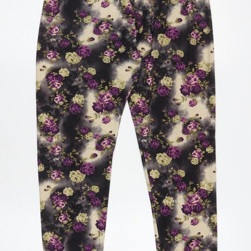 Originals Womens Multicoloured Floral Polyester Cropped Leggings Size L L25.5 in