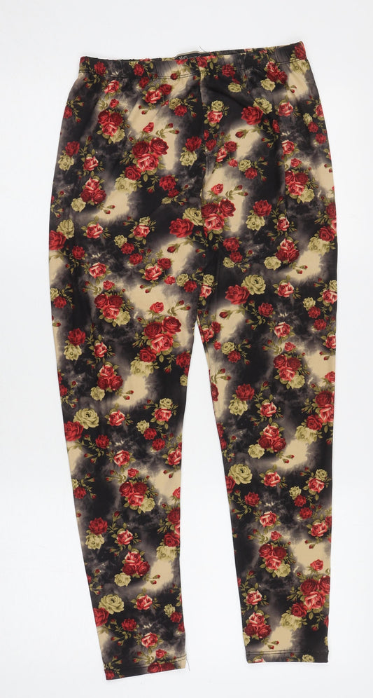 Originals Womens Multicoloured Floral Viscose Cropped Leggings Size L L25.5 in