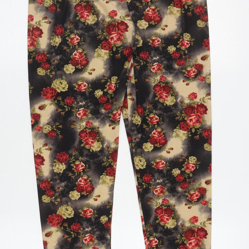 Originals Womens Multicoloured Floral Viscose Cropped Leggings Size L L25.5 in