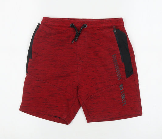 George Boys Red Cotton Sweat Shorts Size 8-9 Years L6 in Regular Drawstring - No Limits