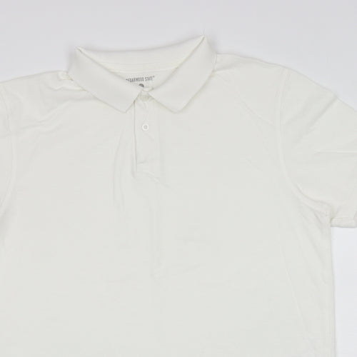 Cedar Wood State Mens White Cotton Polo Size XL Collared Pullover