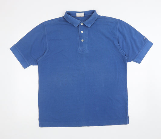 Cutter & Buck Mens Blue Cotton Polo Size L Collared Pullover