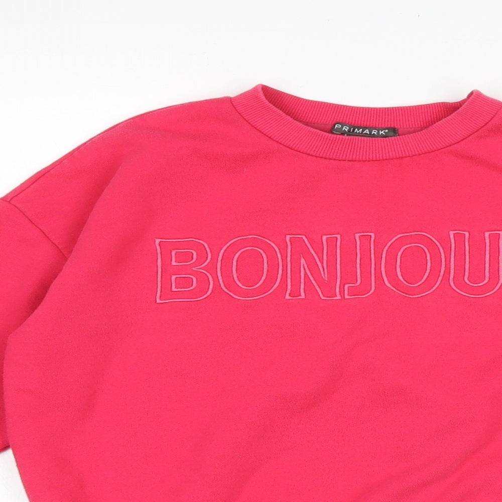 Primark Girls Pink Cotton Pullover Sweatshirt Size 13-14 Years Pullover - Bonjour