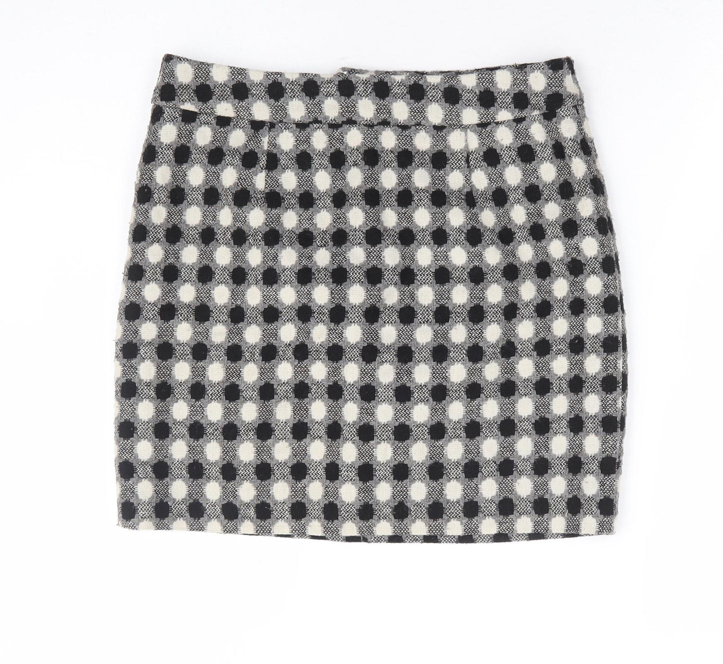 Antoni & Alison Womens Black Geometric Polyester Mini Skirt Size S Zip