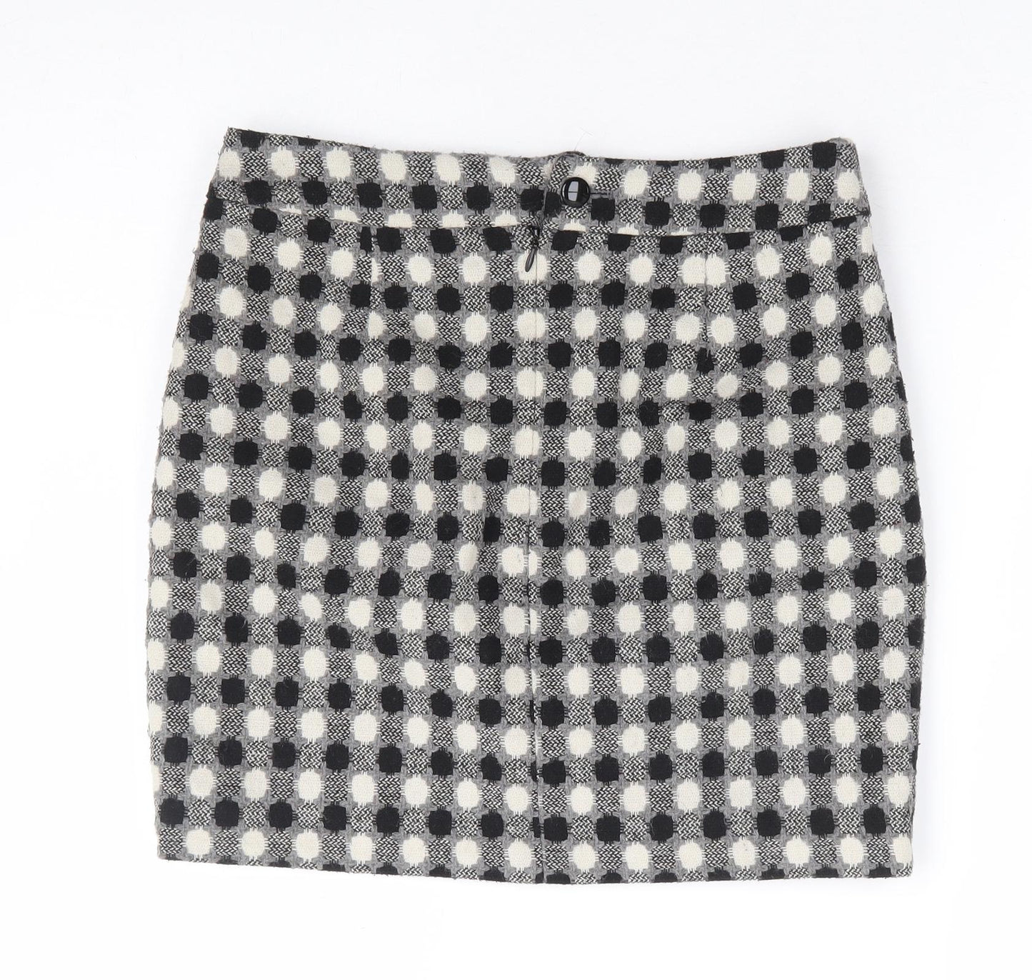 Antoni & Alison Womens Black Geometric Polyester Mini Skirt Size S Zip