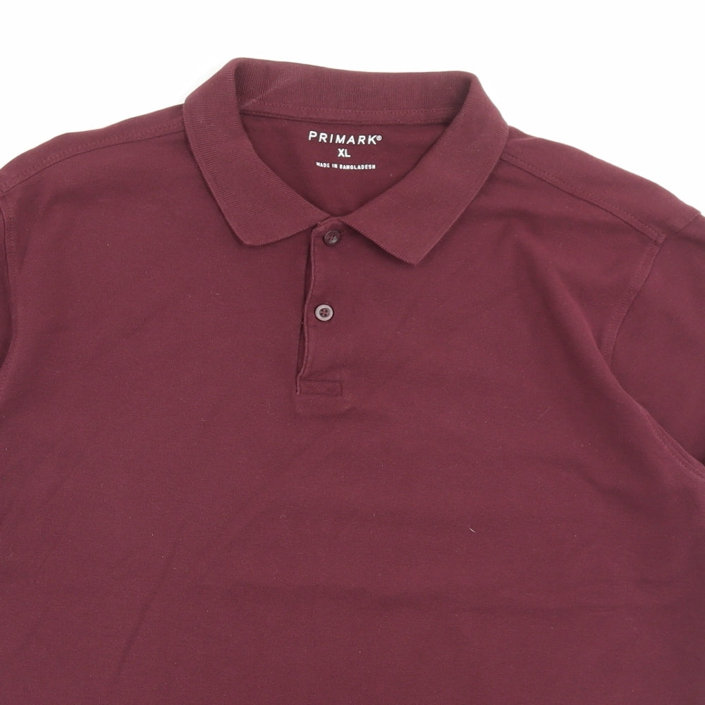 Primark Mens Purple Cotton Polo Size XL Collared Button