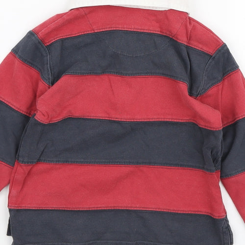 Jasper Conran Boys Black Striped Cotton Pullover Sweatshirt Size 2-3 Years Button - Junior J