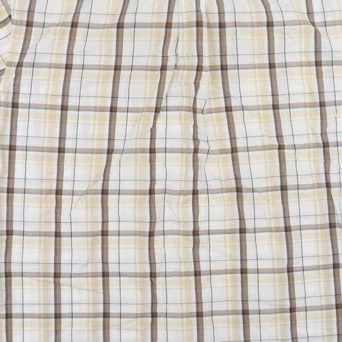 Tommy Hilfiger Mens Beige Plaid Cotton Button-Up Size L Collared Button