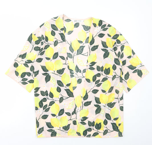 H&M Girls Multicoloured Geometric Jacket Size 10-11 Years Pullover - Lemon Print