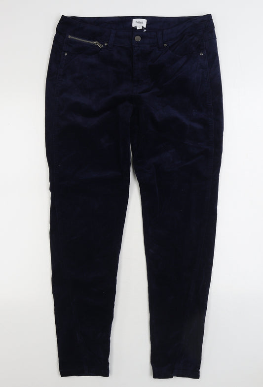 Saint Tropez Mens Blue Cotton Trousers Size 32 in L29 in Regular Zip