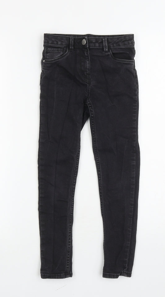 Nutmeg Girls Black Cotton Skinny Jeans Size 7-8 Years L20 in Regular Zip