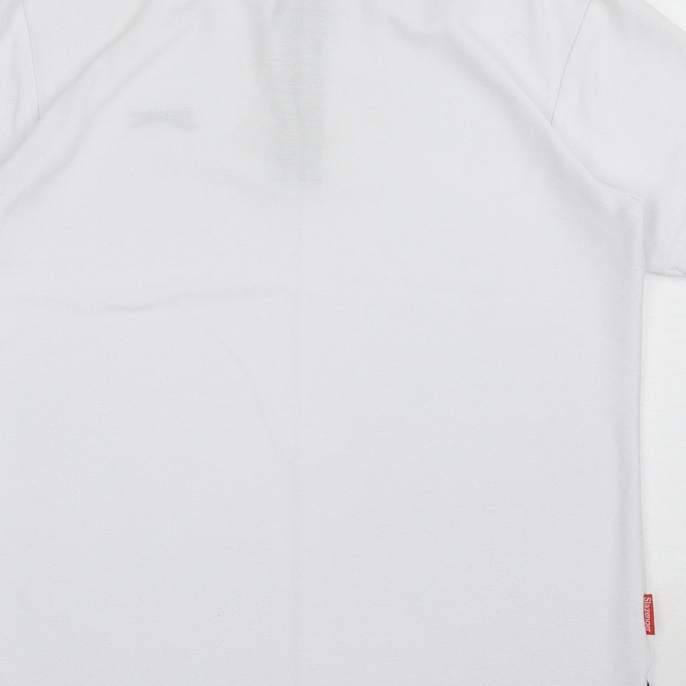 Slazenger Mens White Polyester Polo Size XS Collared Button