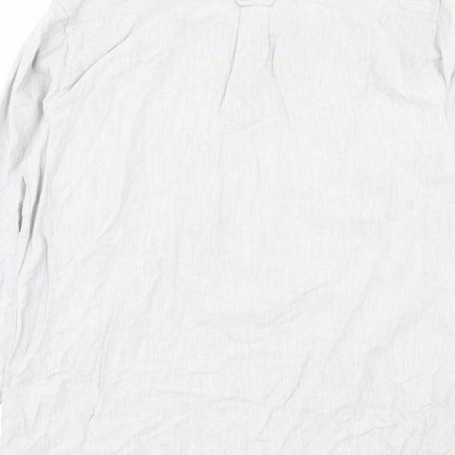 Primark Mens Grey Cotton Button-Up Size M Collared Button - Pocket Detail