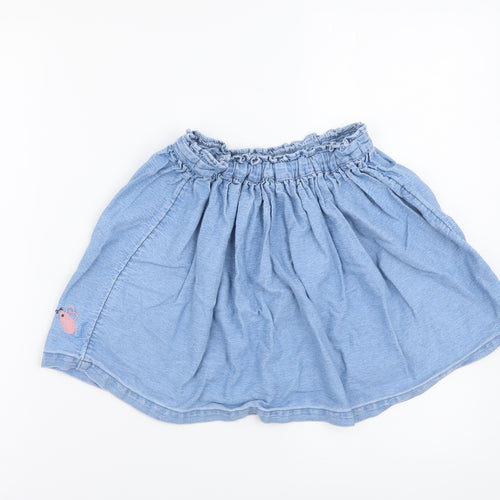 Marks and Spencer Girls Blue Cotton A-Line Skirt Size 6-7 Years Regular Drawstring