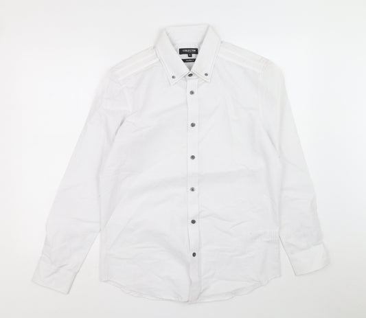 The Collection Mens White Cotton Button-Up Size M Collared Button